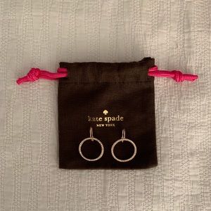 Kate Spade rose gold circle halo pave earrings